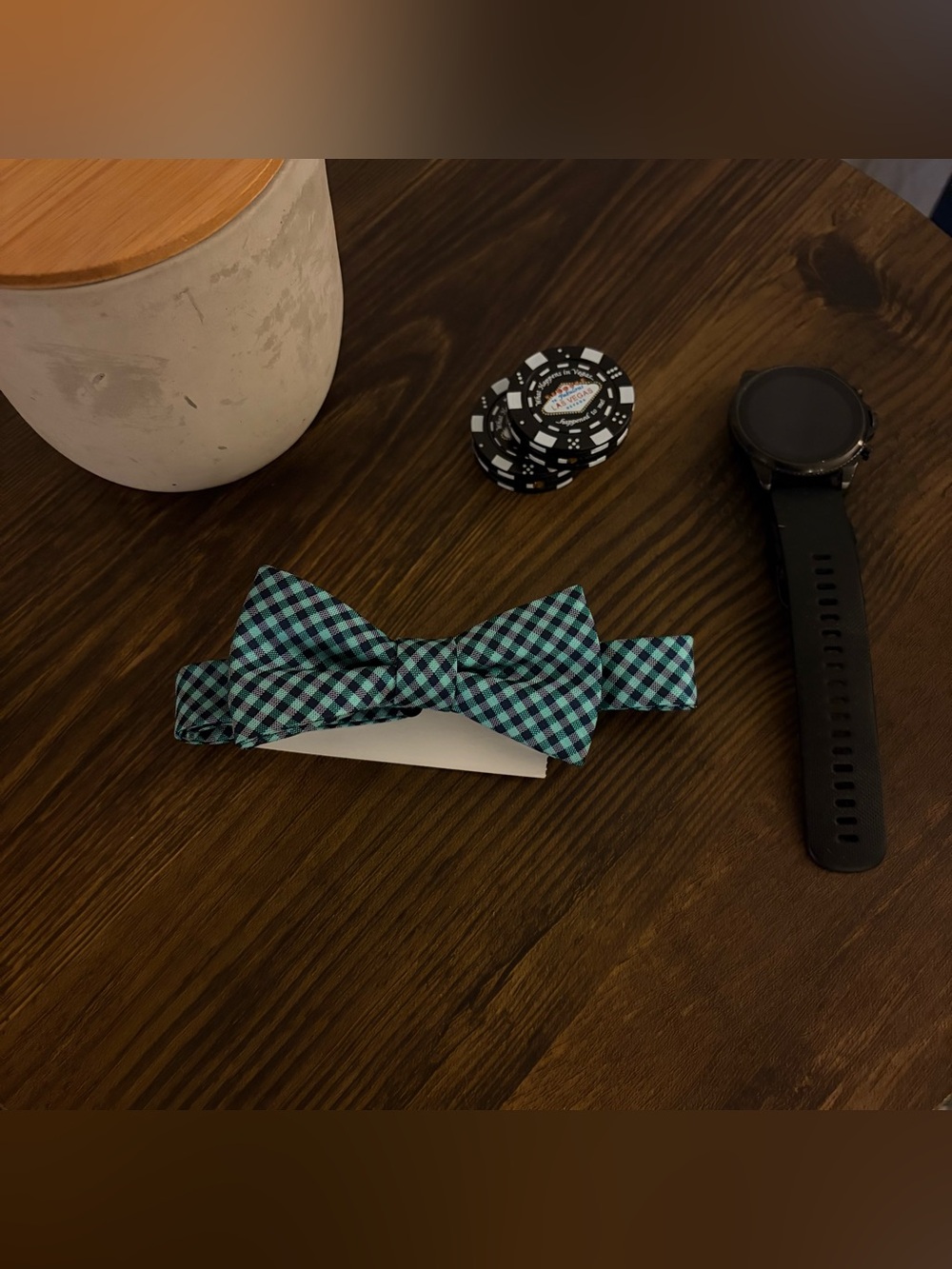 Chaps Men’s Blue & Teal Gingham Check Bow Tie - New with tag
